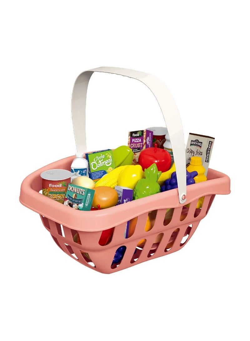 عربة تسوق قابلة للفك والحمل، ألعاب أطفال، تتضمن فواكه وخضروات، عربة تسوق سوبر ماركت، بيت لعب - Image 3