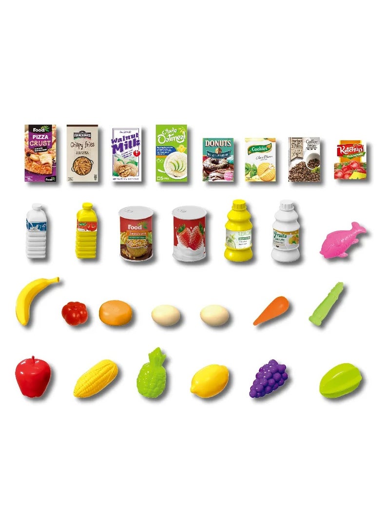 عربة تسوق قابلة للفك والحمل، ألعاب أطفال، تتضمن فواكه وخضروات، عربة تسوق سوبر ماركت، بيت لعب - Image 5