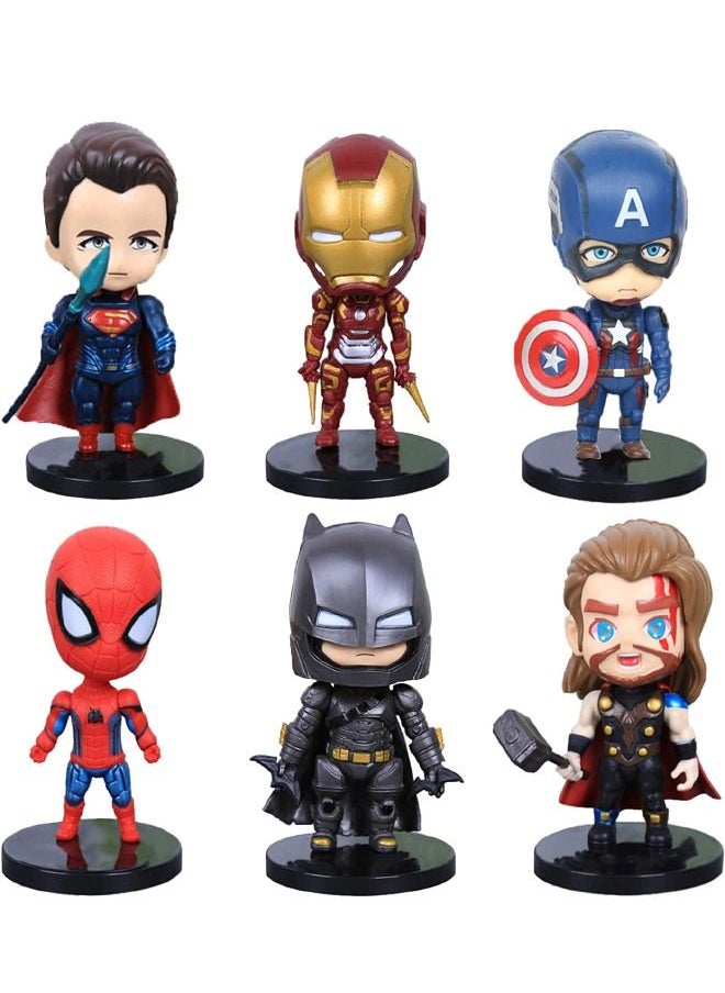 6-Piece Superhero Action Figures Sets, Hero Series Small Figurines Toys, Collectible Ornaments for Birthday Holiday Party Favors Supplies, Cake Cupcake Toppers, Car, Micro Landscape  - Image 1