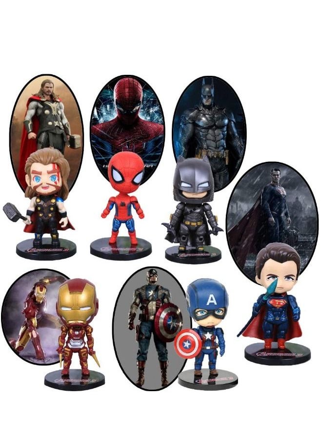 6-Piece Superhero Action Figures Sets, Hero Series Small Figurines Toys, Collectible Ornaments for Birthday Holiday Party Favors Supplies, Cake Cupcake Toppers, Car, Micro Landscape  - Image 2