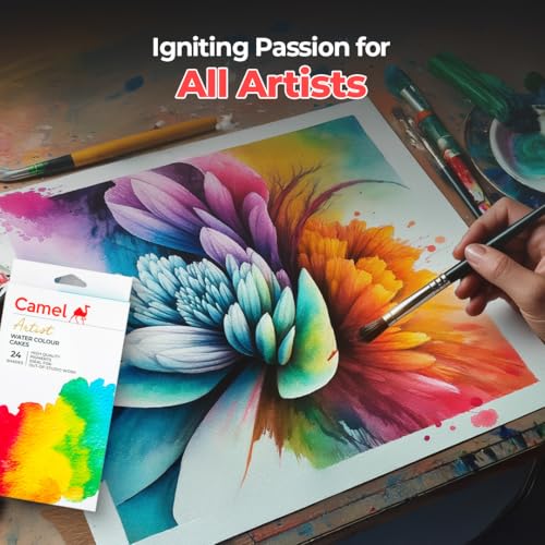 Camel Artist Water Colour Cakes 24 Assorted Shades | Rich Pigments & Vibrant Colors | Ideal for Artists & Hobbyists - Image 3