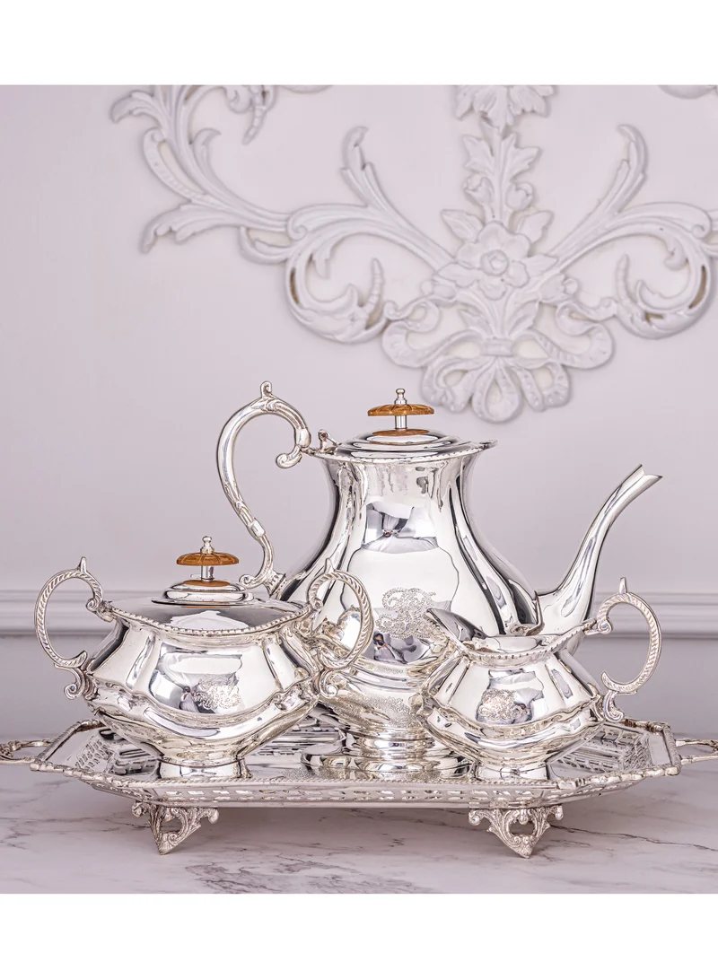 كويزيرا Bariq silver plated brass-4 PC tea/coffee serving set by Quesera