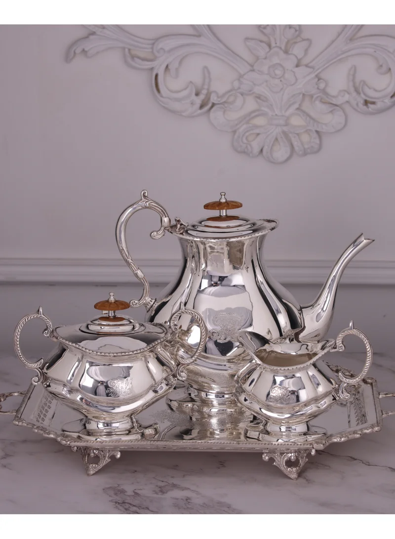 كويزيرا Bariq silver plated brass-4 PC tea/coffee serving set by Quesera