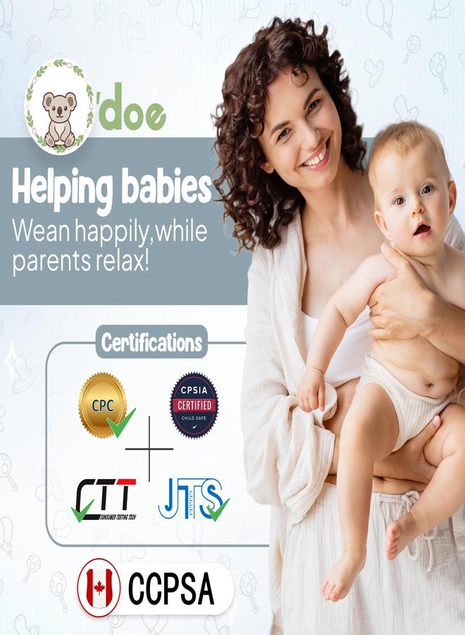 O'doe 11-Piece BPA-Free Silicone Baby Feeding Set | Thick & Soft Suction Plates, Baby Food Bowl, Wooden Fork & Spoon, and More | Make Mealtime Fun and Easy for Your Little One | Blue V1 - Image 2