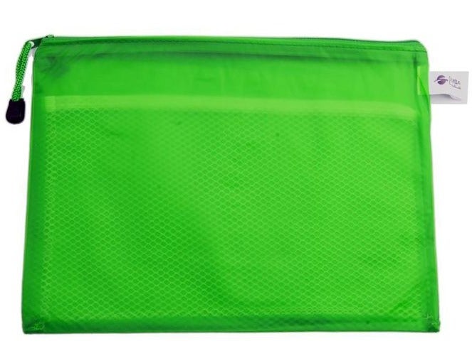 A4 Zip Folder Mesh Document Bag – Waterproof PVC File Pouch with Zipper, Multi-Color Available for School, Office & Travel Storage