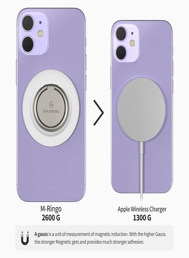 Sinjimoru Magnetic Cell Phone Ring, 360 Degree Rotation Phone Finger Grip Ring Holder Compatible with iPhone 16 15 14 13 12 Series. M-Ringo Metallic Black - Image 3