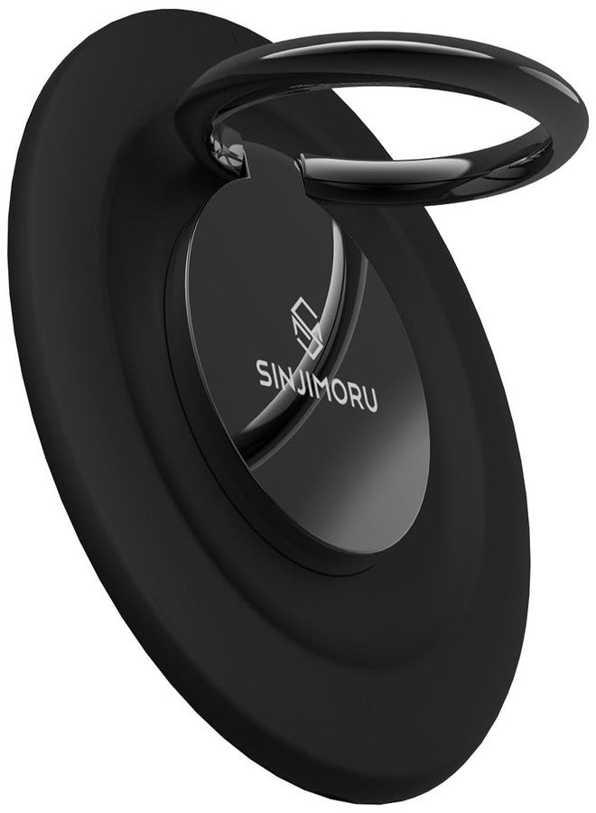 Sinjimoru Magnetic Cell Phone Ring, 360 Degree Rotation Phone Finger Grip Ring Holder Compatible with iPhone 16 15 14 13 12 Series. M-Ringo Metallic Black - Image 1