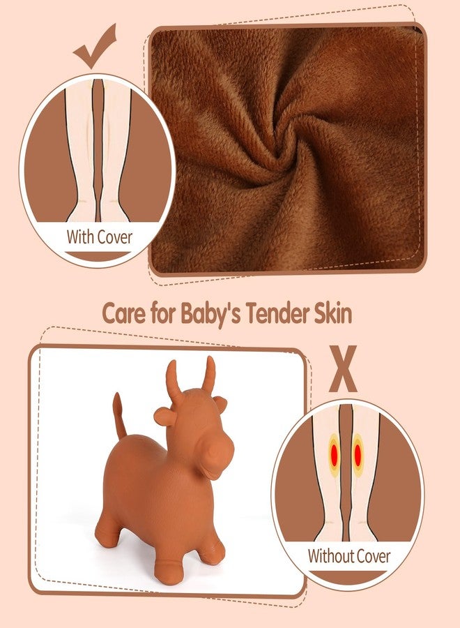 INPANY Bouncy Bull Hopping Toys - Toddler Brown Plush Cow Hopper, Kids Inflatable Farm Animal Hopper Horse, Outdoor Indoor Ride on Rubber Bouncer, Toys for 2 3 4 Year Old Boy Girl Birthday Gifts - Image 3