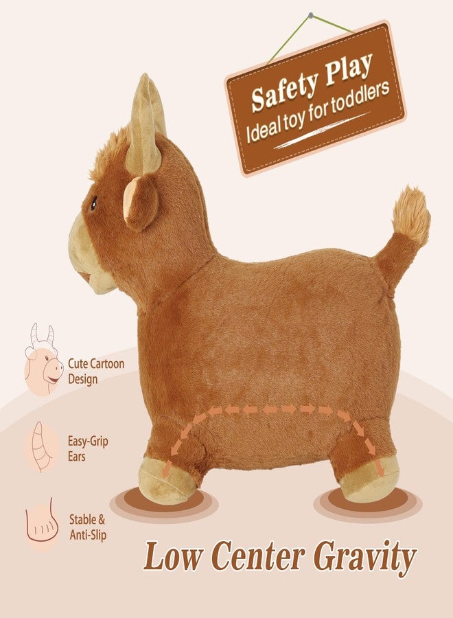 INPANY Bouncy Bull Hopping Toys - Toddler Brown Plush Cow Hopper, Kids Inflatable Farm Animal Hopper Horse, Outdoor Indoor Ride on Rubber Bouncer, Toys for 2 3 4 Year Old Boy Girl Birthday Gifts - Image 5