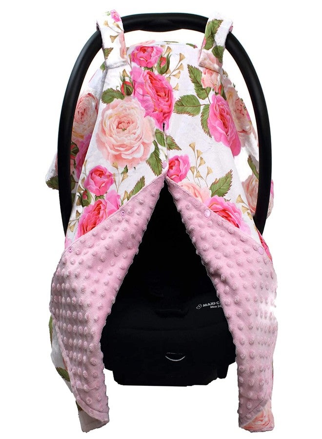 Dear Baby Gear Car Seat Cover for Boys & Girls - Baby Carseat Canopy w/Snap Opening - Infant Seat Cover - Stroller & Nursing Covers - Newborn Carrier Canopy - 40x30 (Pink Rose - Pink Dot) - Image 1