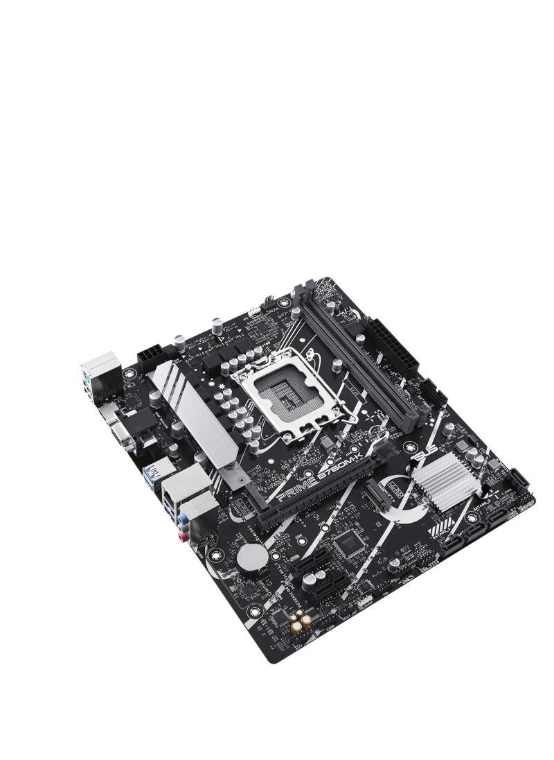 Generic - Prime B760M-K, Intel B760 LGA 1700 mATX motherboard with PCIe 4.0, two PCIe 4.0 M.2 slots, DDR5, Realtek 2.5Gb Ethernet, VGA, HDMI, SATA 6 Gbps, Front USB 3.2 Gen 1, Aura Sync - Black - Image 1