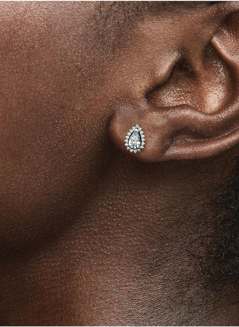 PANDORA Sparkling Pear Halo Stud Earrings - Image 2