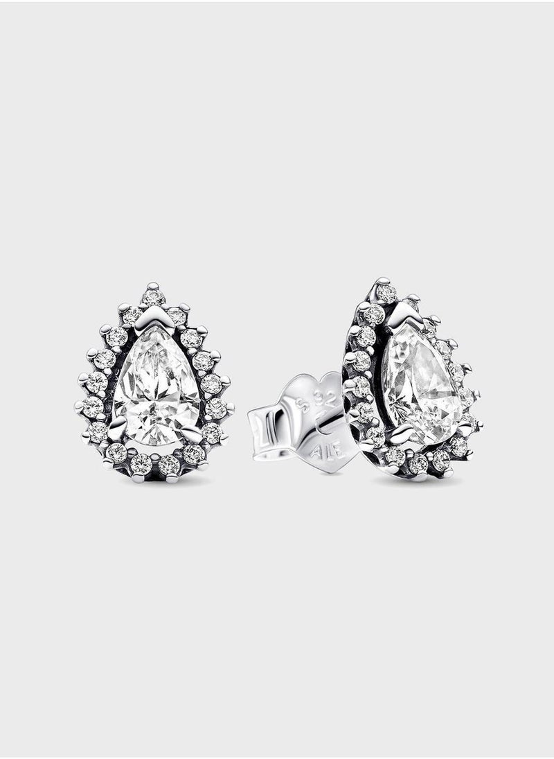 PANDORA Sparkling Pear Halo Stud Earrings - Image 1