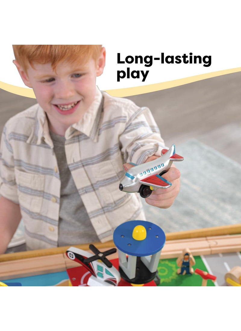 KidKraft KidKraft Waterfall Mountain Wooden Train Set  Table with 120 Pieces 3 Storage Bins  - Image 5