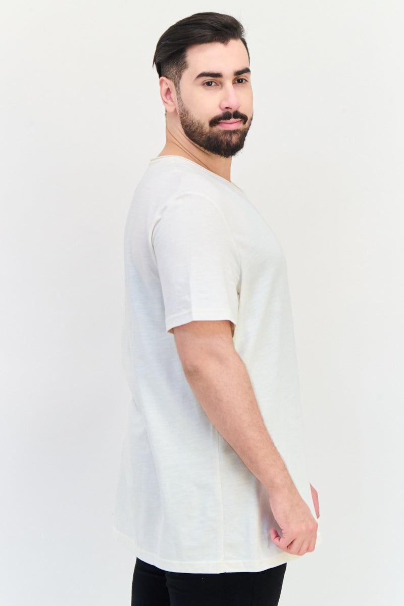 Celio Men Crew Neck Short Sleeve Solid T Shirt, Off White - Image 2