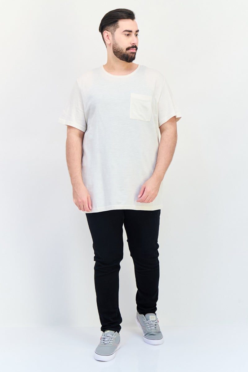 Celio Men Crew Neck Short Sleeve Solid T Shirt, Off White - Image 4