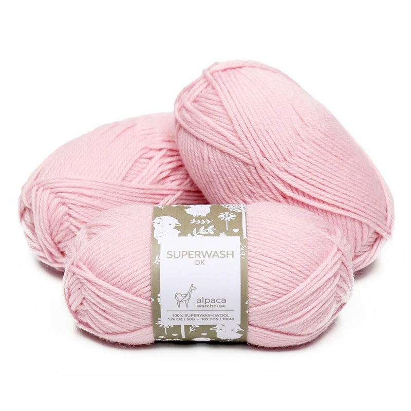 Alpaca Warehouse 100 Pure Wool Yarn Superwash Set of 3 Skeins 150 Grams DK Weight Sourced Directly from Peru Heavenly Soft and Perfect for Knitting and Crocheting Baby Pink - Image 2