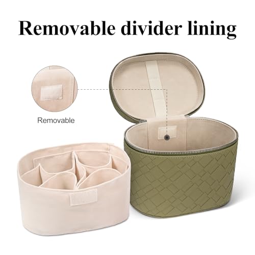 honitty Makeup Bag, Travel Make up Case with Compartments and Handle, Portable Cosmetic Organizer Bags,Toiletry Bag for Women - Image 3