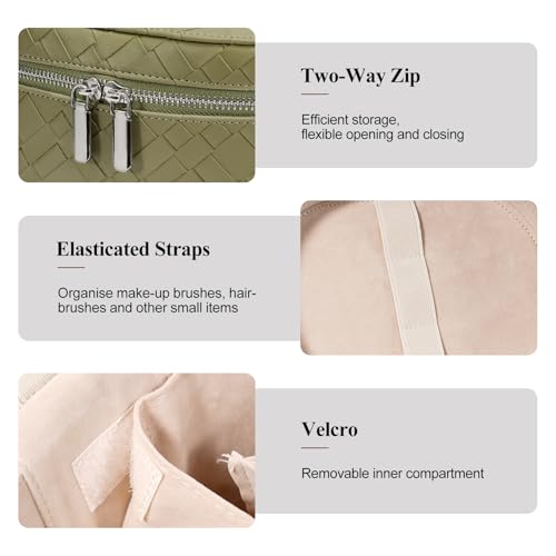 honitty Makeup Bag, Travel Make up Case with Compartments and Handle, Portable Cosmetic Organizer Bags,Toiletry Bag for Women - Image 5