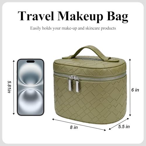 honitty Makeup Bag, Travel Make up Case with Compartments and Handle, Portable Cosmetic Organizer Bags,Toiletry Bag for Women - Image 2