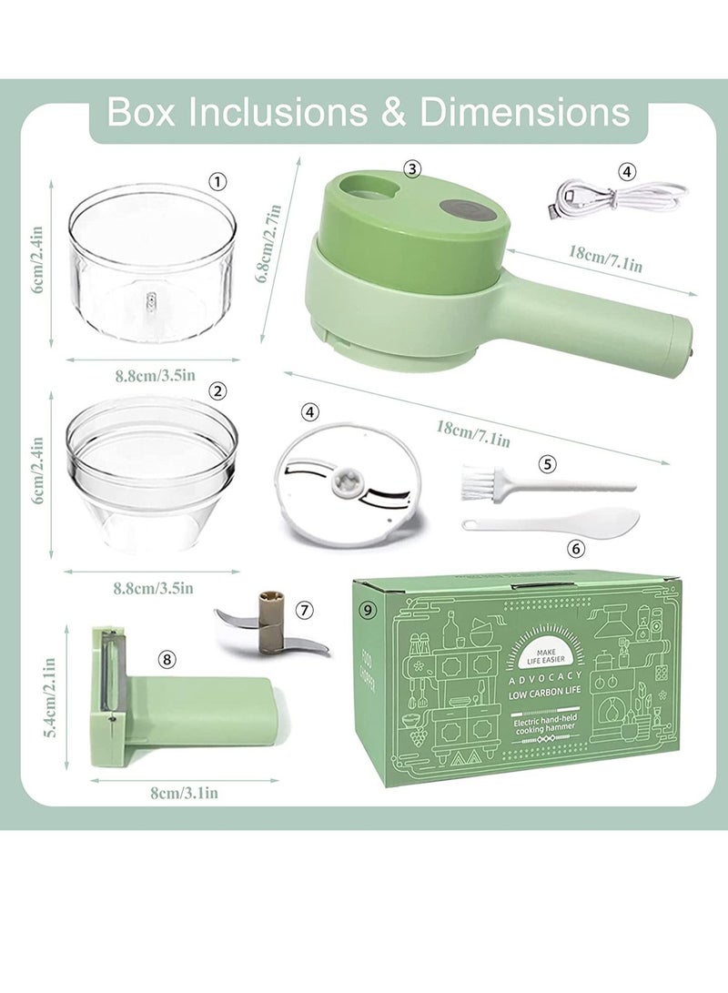 4 in 1 Handheld Electric Vegetable Cutter Set, Portable Mini Wireless Food Processor with Brush, Gatling Vegetable Cutter Electric Garlic Chopper for Garlic Pepper Chili Onion Celery Ginger Meat - Image 2