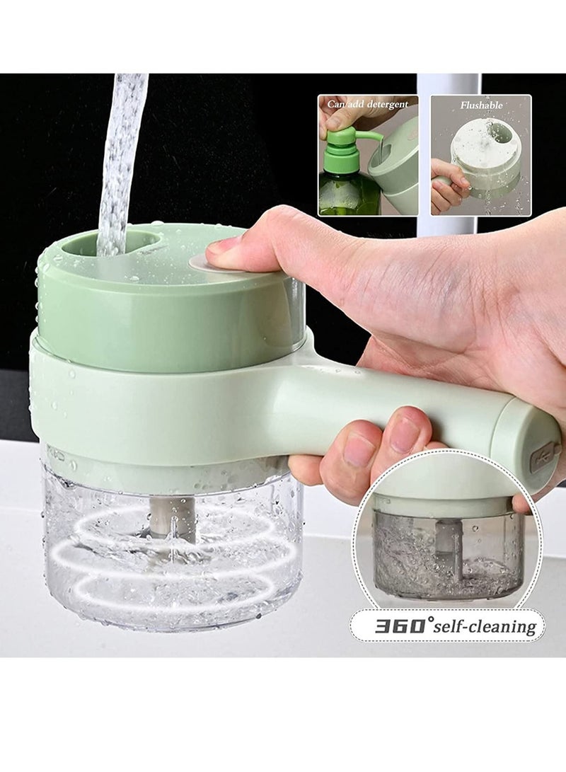 4 in 1 Handheld Electric Vegetable Cutter Set, Portable Mini Wireless Food Processor with Brush, Gatling Vegetable Cutter Electric Garlic Chopper for Garlic Pepper Chili Onion Celery Ginger Meat - Image 3