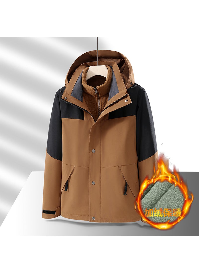 Generic - Unisex Hiking Jacket 2024 Autumn Winter Outdoor Waterproof Windproof Sport Coat Mens Detachable Korean Style Loose Fit Cedar Green - Image 1
