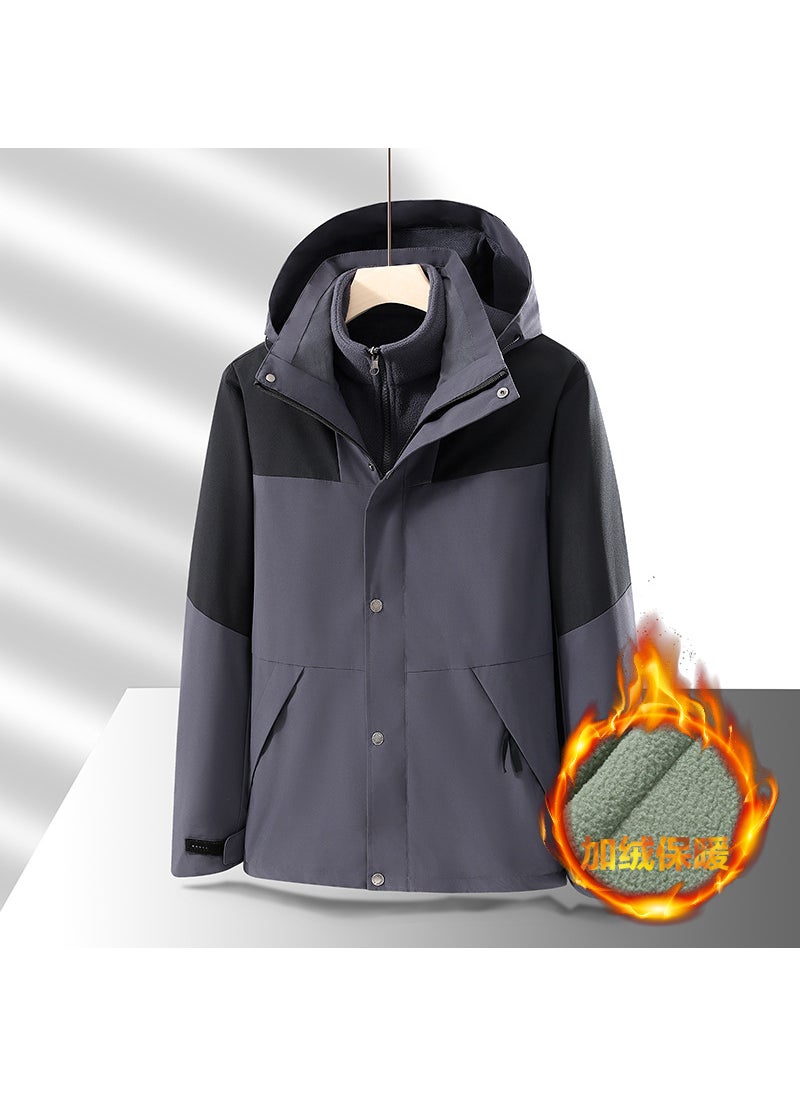 Generic - Unisex Hiking Jacket 2024 Autumn Winter Outdoor Waterproof Windproof Sport Coat Mens Detachable Korean Style Loose Fit Cedar Green - Image 1