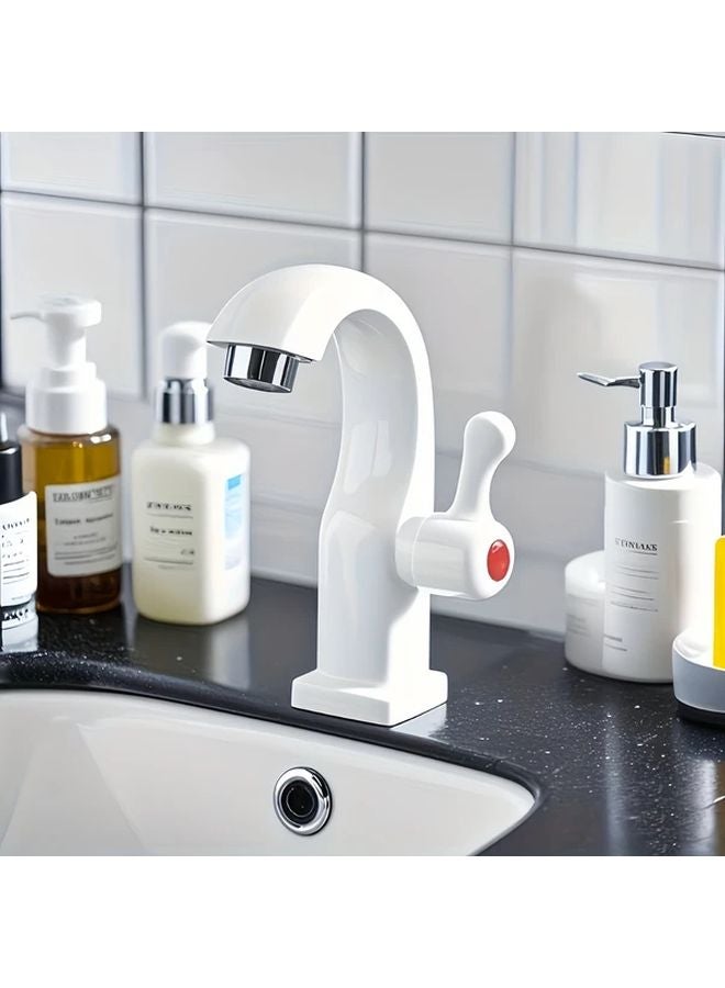 White Plastic Kitchen Sink Faucet Modern Bathroom Washbasin Tap Durable Classic - Image 2