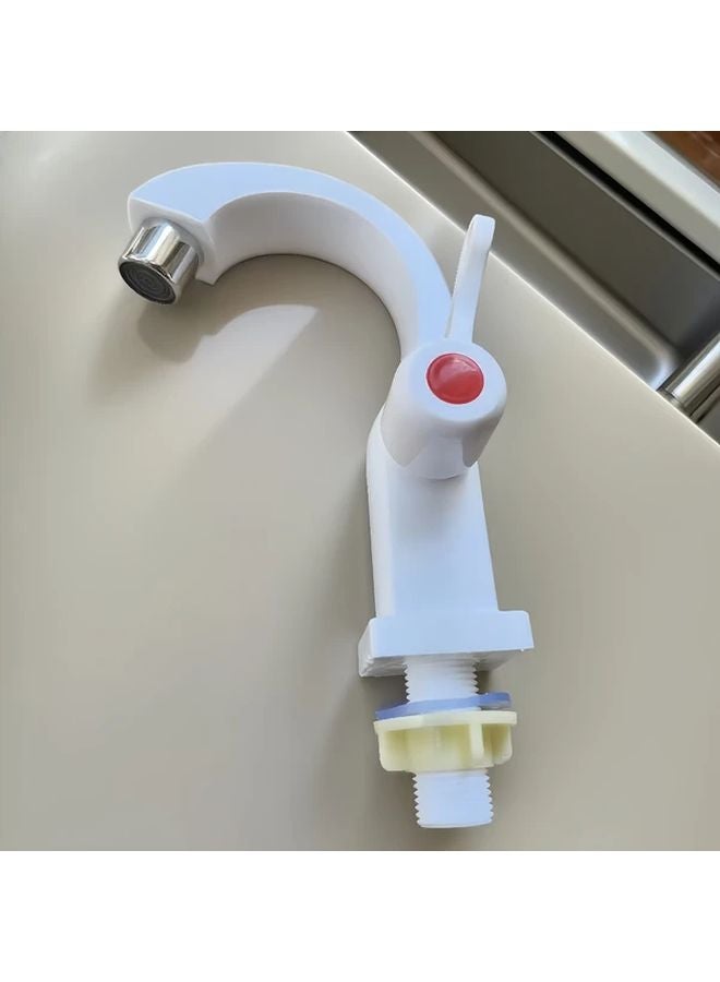 White Plastic Kitchen Sink Faucet Modern Bathroom Washbasin Tap Durable Classic - Image 4
