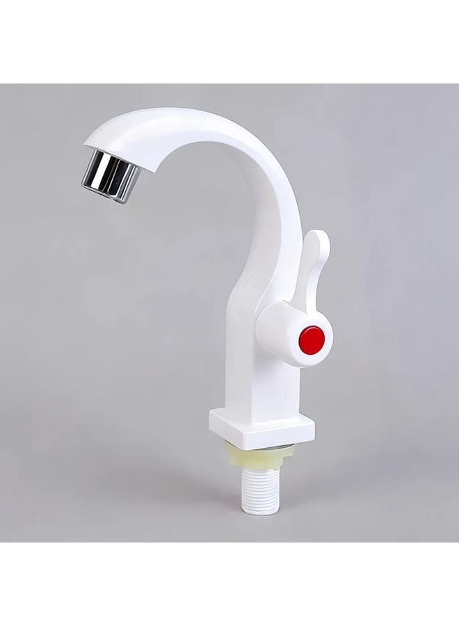 White Plastic Kitchen Sink Faucet Modern Bathroom Washbasin Tap Durable Classic - Image 1