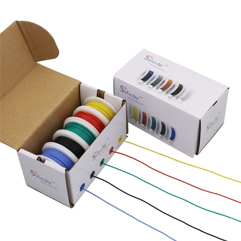 Striveday 24AWG Flexible Silicone Tinned Copper Hook Up Wire 300V Stranded Electrical Cable for DIY Electronics Electrical Projects Box1
