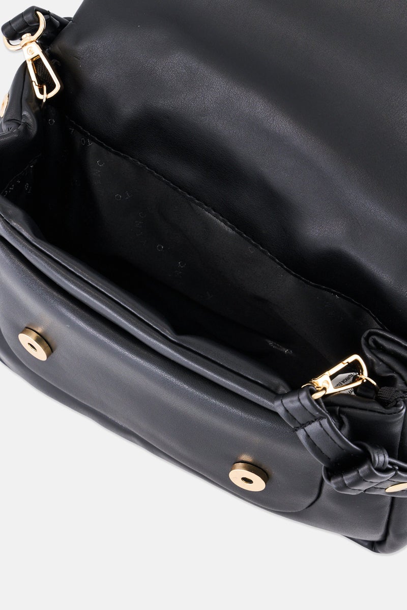VINCE CAMUTO Women Genoa Brand Logo Shoulder Bag With Coin Pouch, Black  - Image 3