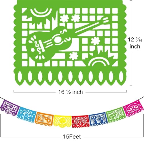Asoulin 6PCS Mexican Party Decorations, 90FT Plastic Papel Picado Fiesta Party Banners, Dia De Los Muertos, Day of The Dead Decorations, Cinco De Mayo Decor, Mexican Theme Birthday Party Decorations - Image 2