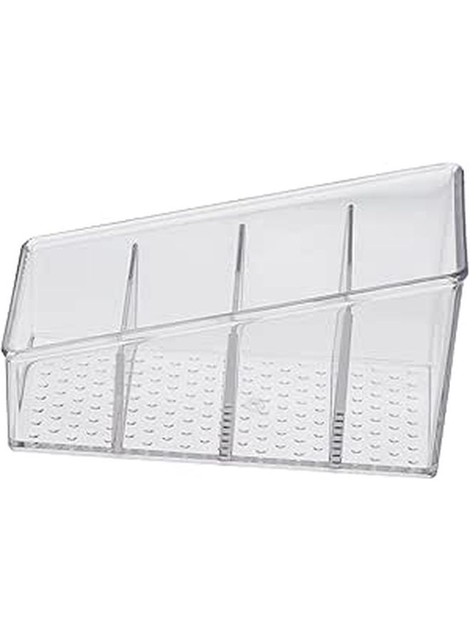 Multifunctional Tabletop Storage Box 4 Compartment Plastic Makeup Organizer For Home Office Desk Space Saving Cosmetics Remote Control Sundries - Image 1