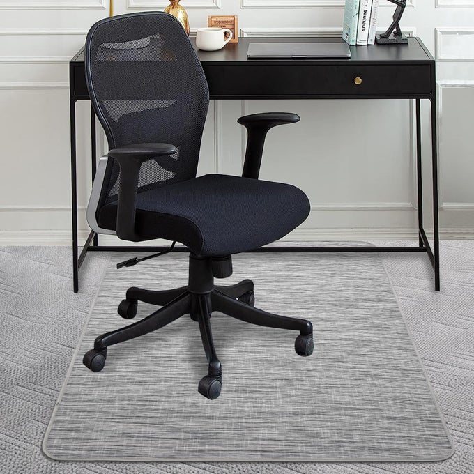 CHAIR MAT FOR CARPETED FLOORS PREMIUM QUALITY HARD MATERIAL OFFICE FLOOR MATS FOR COMPUTER DESK ON CARPET EASY GRIDE FOR CHAIRS 36X48 GREY