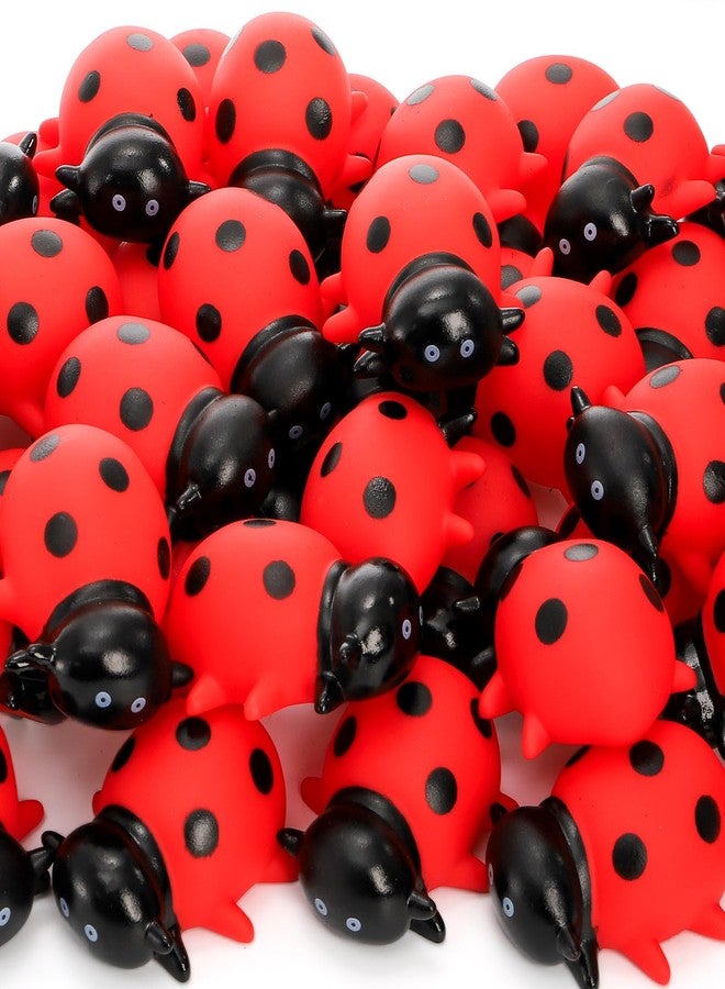 Goaste 50 Pieces Mini Rubber Ladybugs Bulk, Cute Small Ladybug Figures, Floating Squeaky Bathtub Lady Bugs, Squeak Lifelike Ladybug Models for Shower, Pool Party, Halloween, Cake Decor, Class Prizes - Image 4