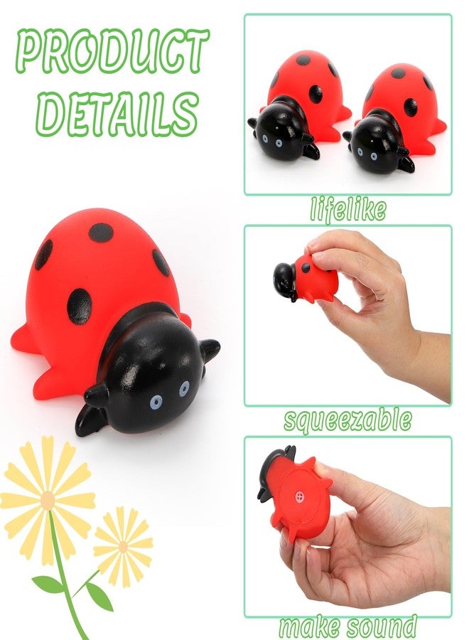 Goaste 50 Pieces Mini Rubber Ladybugs Bulk, Cute Small Ladybug Figures, Floating Squeaky Bathtub Lady Bugs, Squeak Lifelike Ladybug Models for Shower, Pool Party, Halloween, Cake Decor, Class Prizes - Image 3