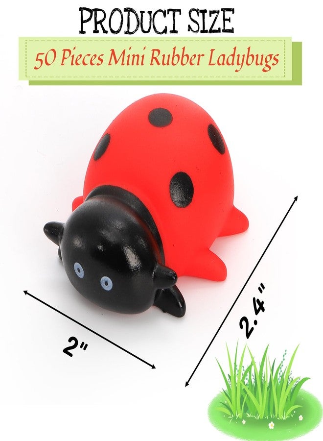Goaste 50 Pieces Mini Rubber Ladybugs Bulk, Cute Small Ladybug Figures, Floating Squeaky Bathtub Lady Bugs, Squeak Lifelike Ladybug Models for Shower, Pool Party, Halloween, Cake Decor, Class Prizes - Image 2