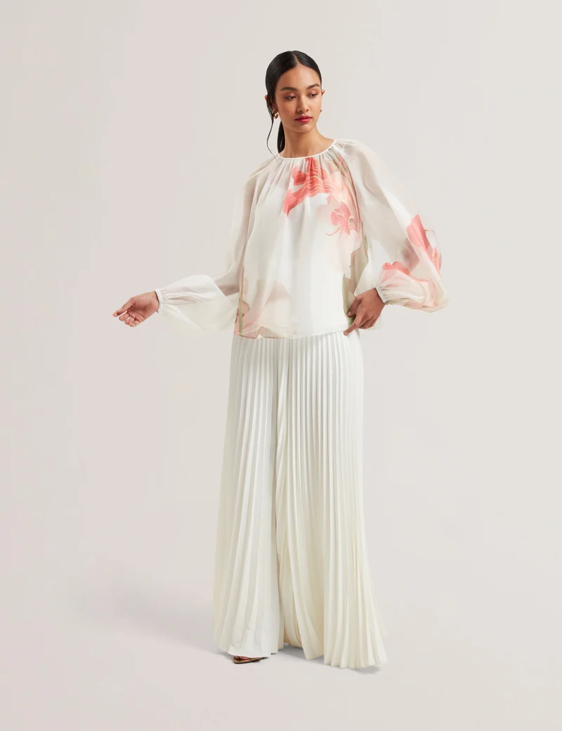 Ted Baker Eriana Organza Puff Sleeve Top