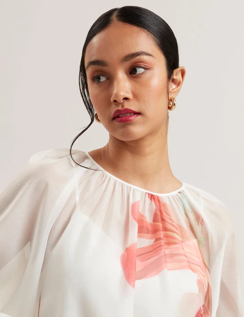 Ted Baker Eriana Organza Puff Sleeve Top