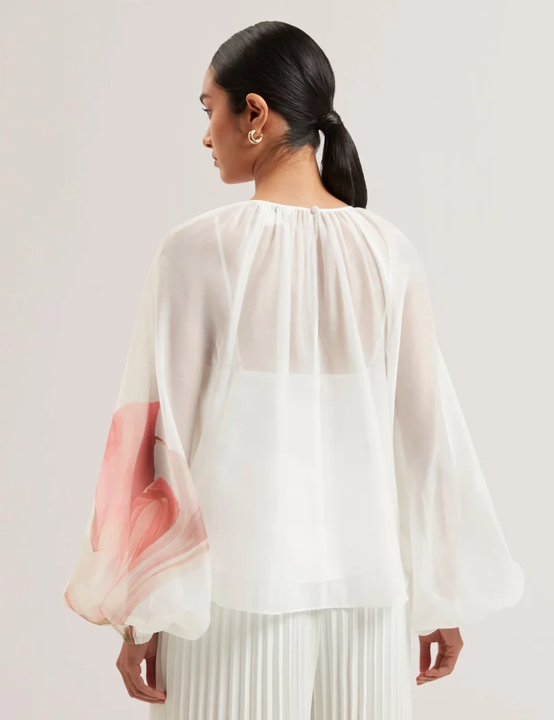 Ted Baker Eriana Organza Puff Sleeve Top