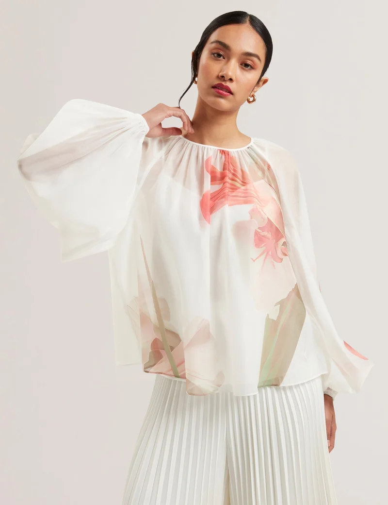 Ted Baker Eriana Organza Puff Sleeve Top