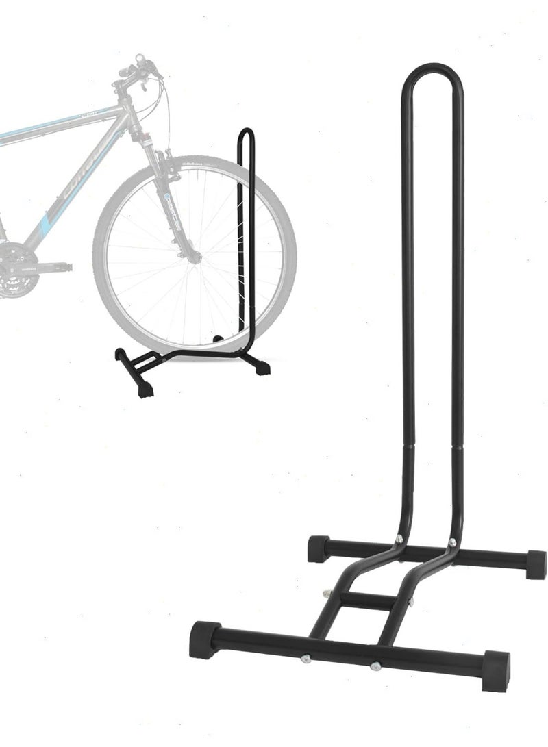 Yoawllty Bike Parking Stand, Black L Shape Freestanding Stand, Universal Floor Bicycle Storage Rack, Stable Cycle Holder for MTB Road Kids Bike - Image 1