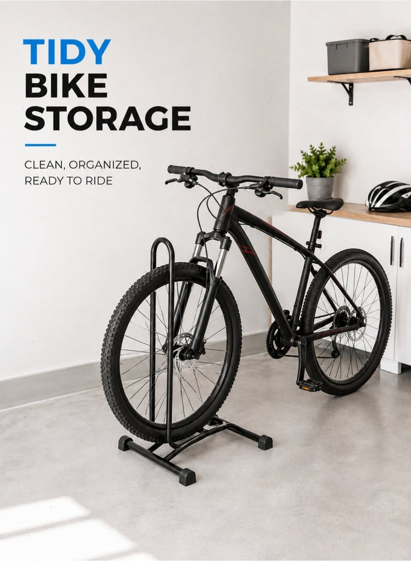 Yoawllty Bike Parking Stand, Black L Shape Freestanding Stand, Universal Floor Bicycle Storage Rack, Stable Cycle Holder for MTB Road Kids Bike - Image 3