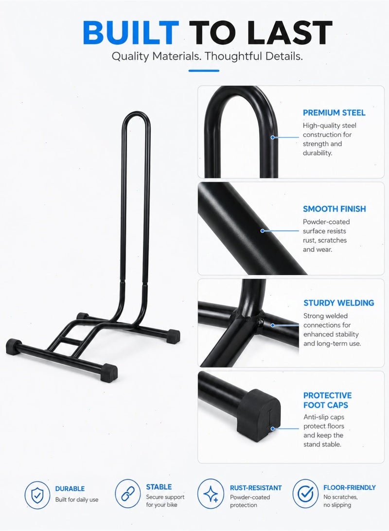 Yoawllty Bike Parking Stand, Black L Shape Freestanding Stand, Universal Floor Bicycle Storage Rack, Stable Cycle Holder for MTB Road Kids Bike - Image 5