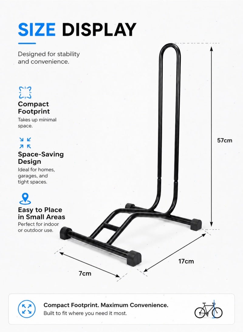 Yoawllty Bike Parking Stand, Black L Shape Freestanding Stand, Universal Floor Bicycle Storage Rack, Stable Cycle Holder for MTB Road Kids Bike - Image 4