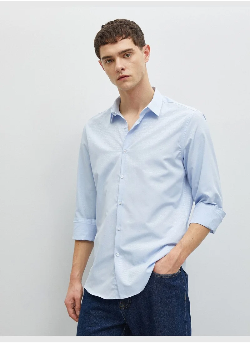 كوتون Classic Collar Long Sleeve Cotton Shirt