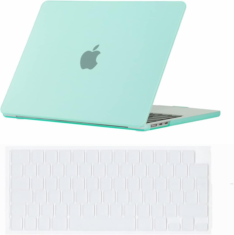 سيفن لاين متوافق مع حافظة MacBook Air M2/M3/M4 2022-2025 مقاس 13 بوصة غطاء صلب للكمبيوتر المحمول لـ Mac Air 13.6 بوصة موديل A2681/A3113/A3240 M2/M3/M4 وغطاء واقي للوحة المفاتيح، أخضر - Image 1