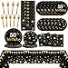 gisgfim 24 Guests 50th Birthday Party Supplies Plates Napkins Tablecloths for Men 50 Years Old Birthday Decorations Black Gold Cheers to 50 Disposable Tableware Set Man Women Bday Party Decor Favors - Image 3